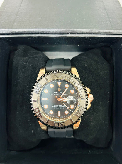 Luxury Black Dial Sports Watch | Men’s Waterproof Analog Wristwatch with Rubber Strap