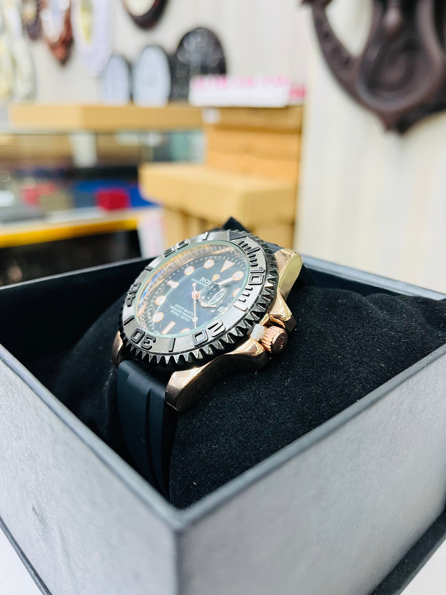 Luxury Black Dial Sports Watch | Men’s Waterproof Analog Wristwatch with Rubber Strap