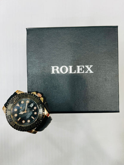 Luxury Black Dial Sports Watch | Men’s Waterproof Analog Wristwatch with Rubber Strap