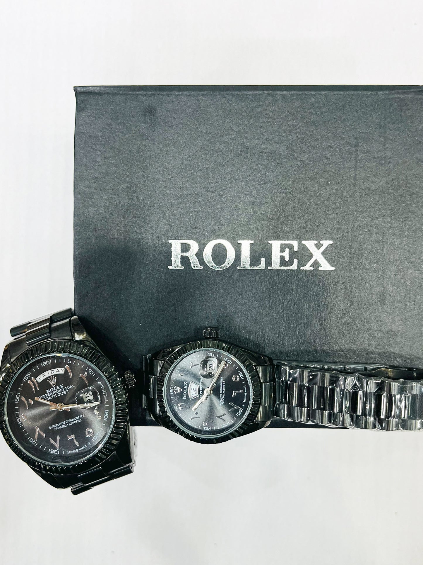 Luxury Black Couple Watch Set | Matching His & Hers Stainless Steel Watches