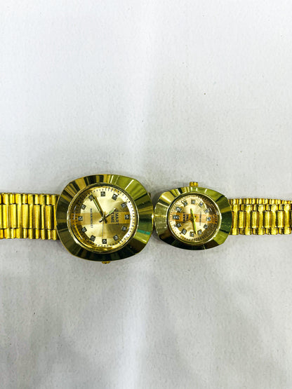 Luxury Gold Couple Watch Set | Matching His & Hers Analog Watches