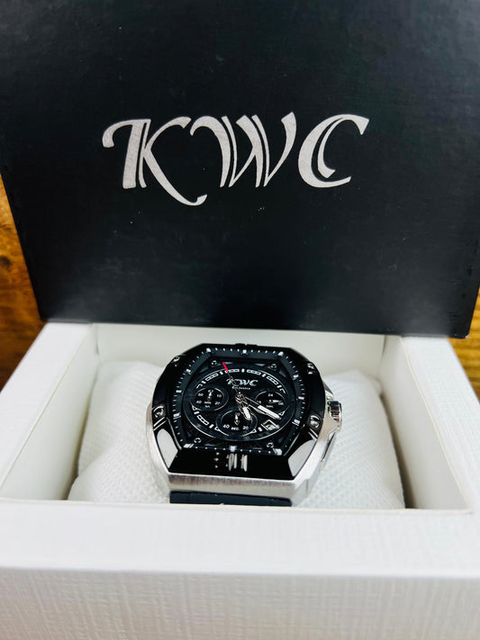 Luxury Men's Chronograph Watch – Black Dial, Rubber Strap | Shahzada Watches Pakistan