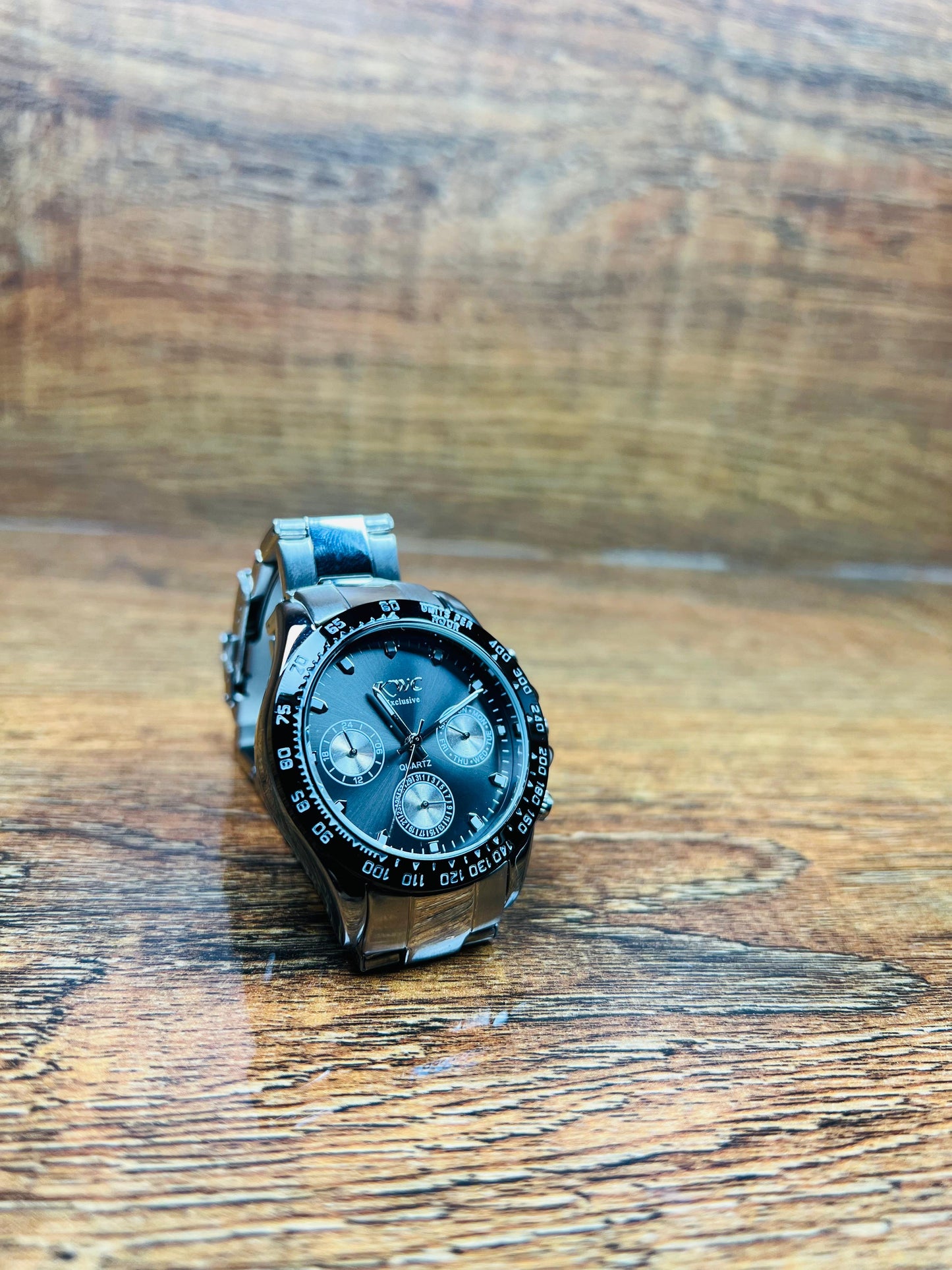 Luxury Stainless Steel Chronograph Men's Watch – Black Dial | Formal Business Timepiece