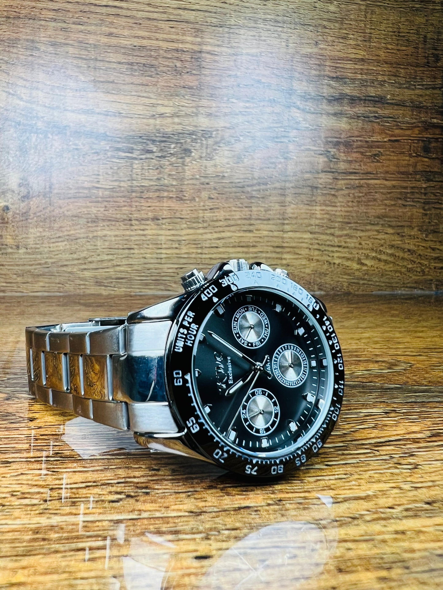 Luxury Stainless Steel Chronograph Men's Watch – Black Dial | Formal Business Timepiece