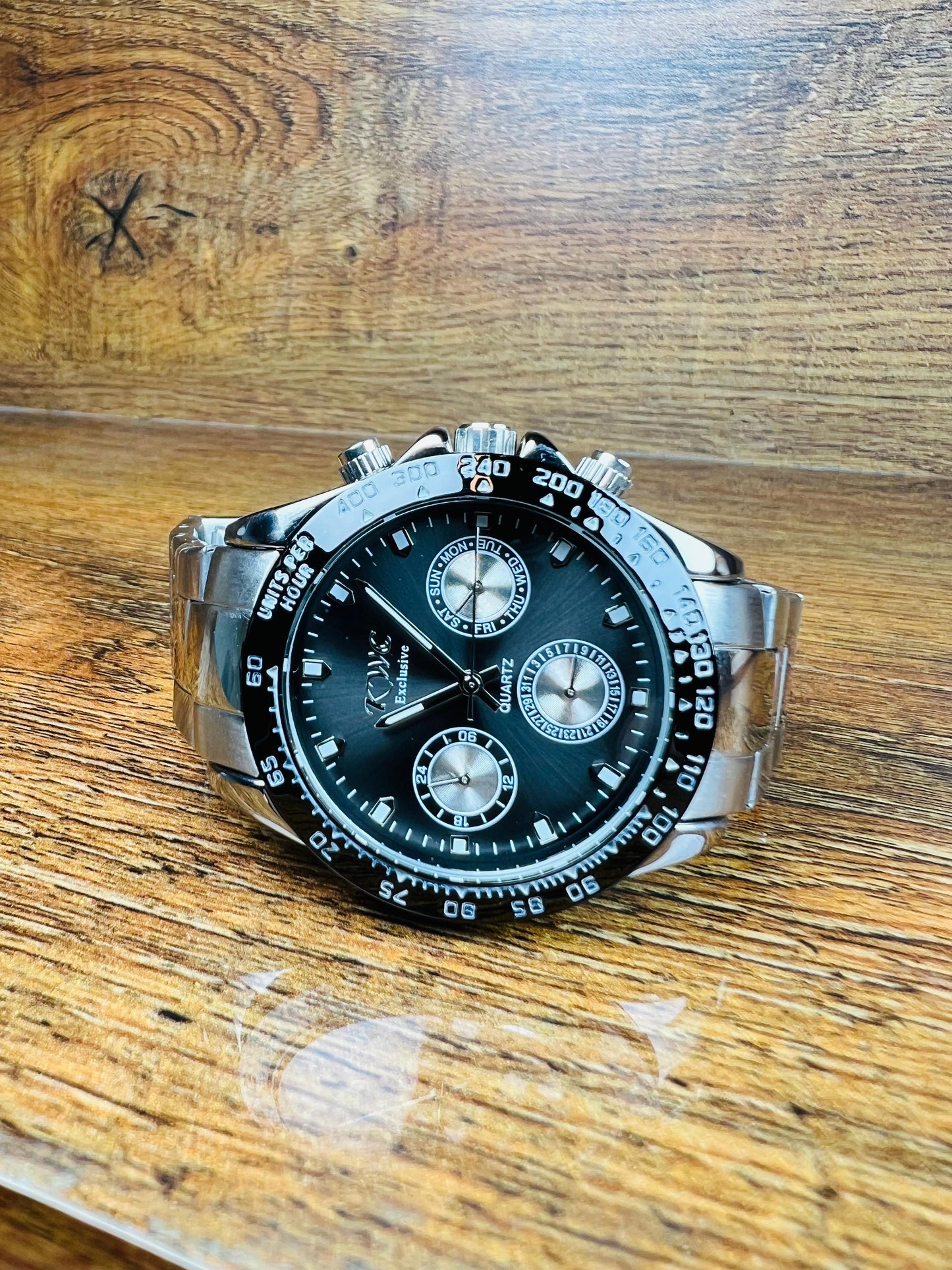 Luxury Stainless Steel Chronograph Men's Watch – Black Dial | Formal Business Timepiece