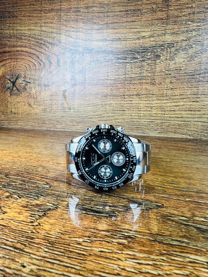 Luxury Stainless Steel Chronograph Men's Watch – Black Dial | Formal Business Timepiece