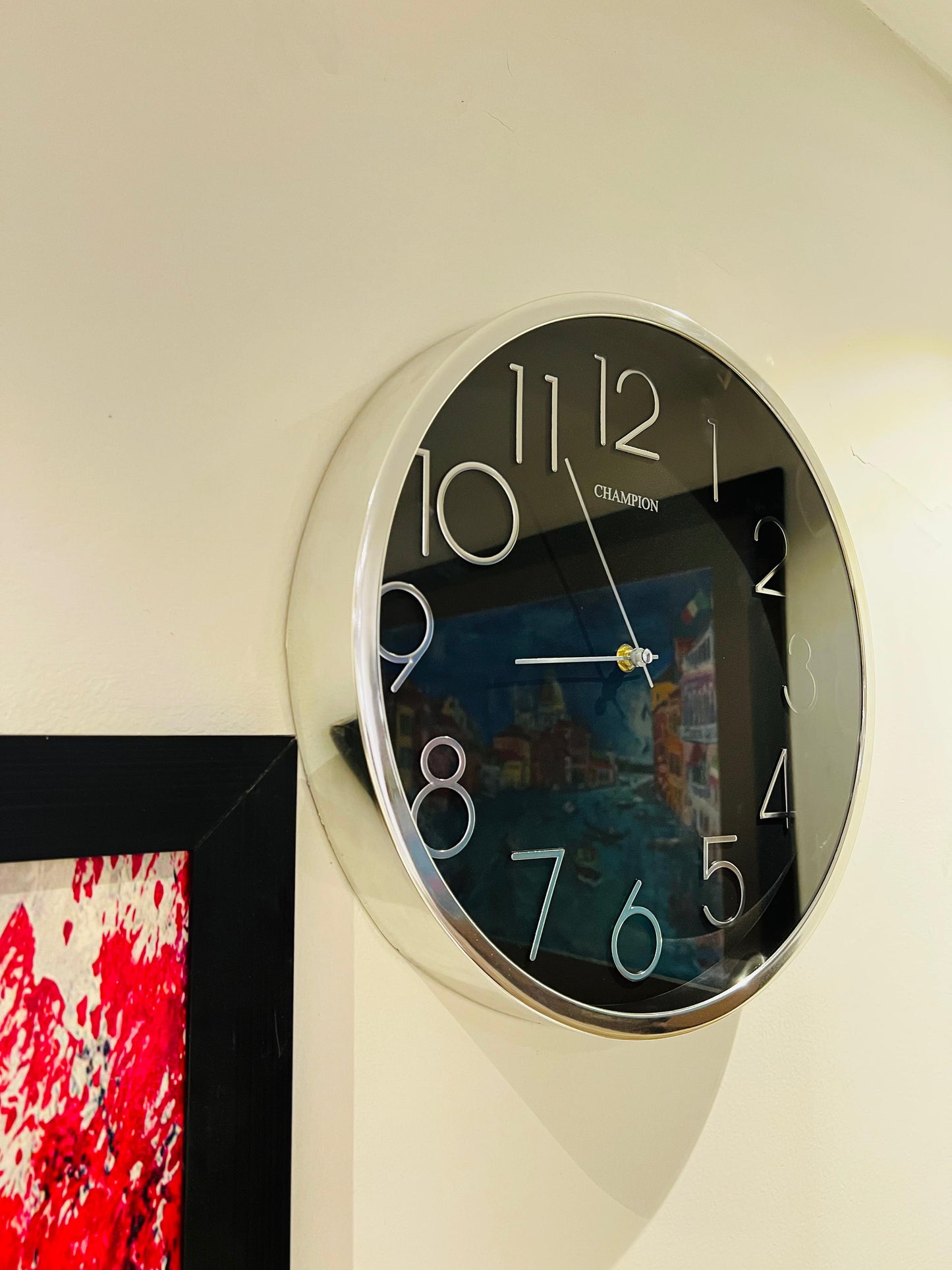 Black Modern Wall Clock for Home & Office | Champion Silent Wall Clock – Premium Design in Pakistan