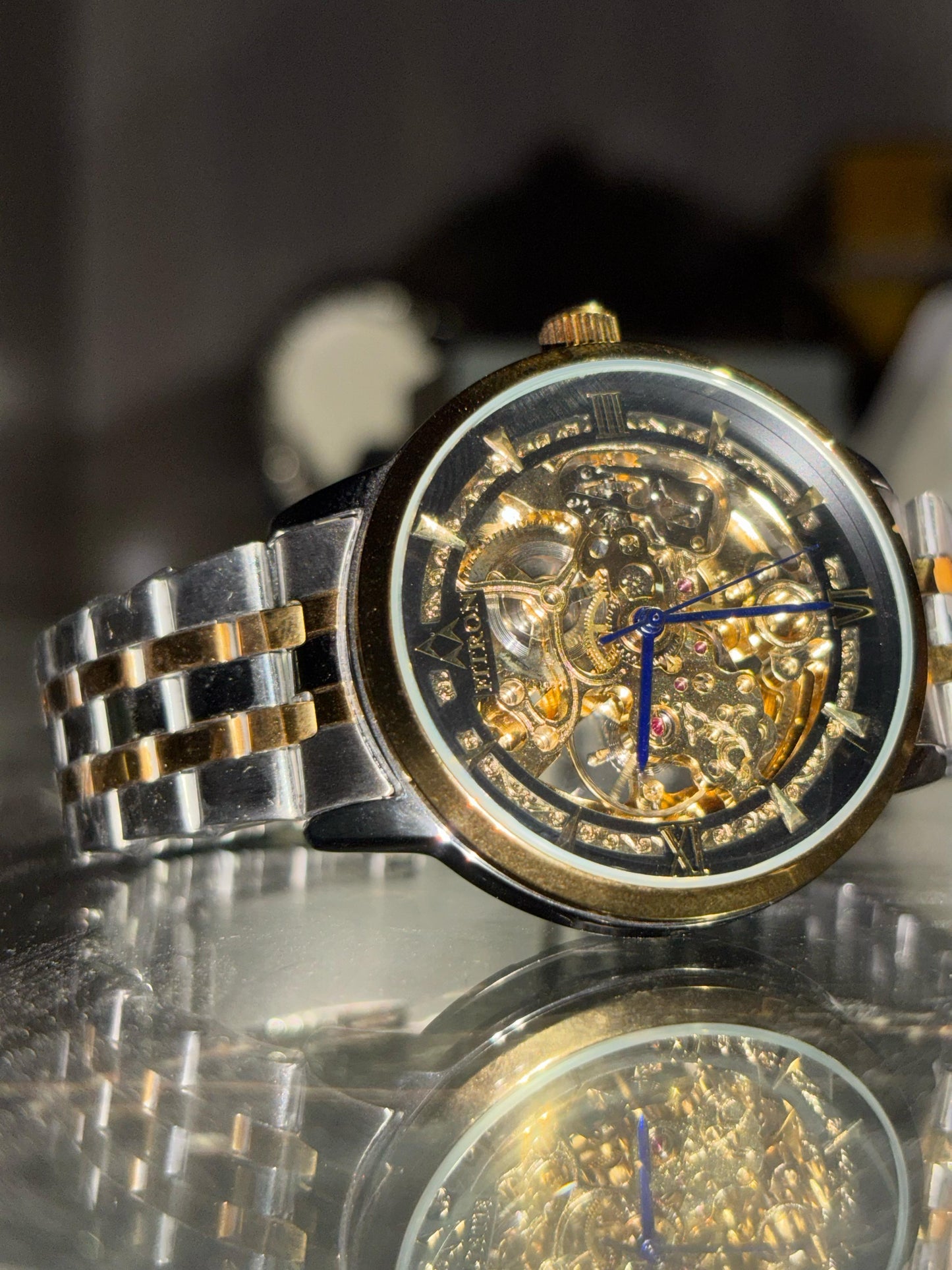 Men's Skeleton Automatic Watch | Gold & Silver Dial | Luxury Mechanical Design by Fitron