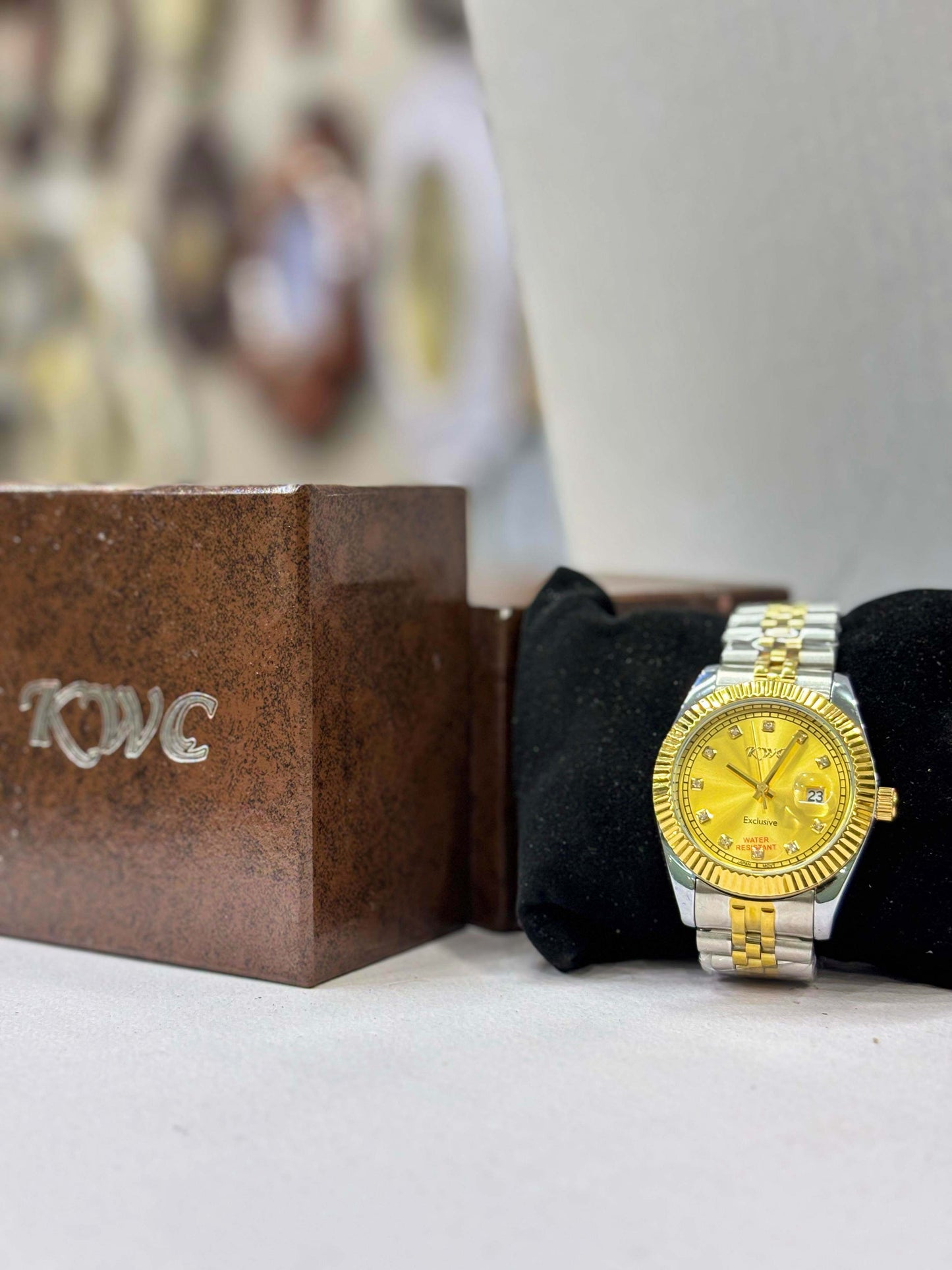 KWC Exclusive Gold Dial Men’s Watch – Dual-Tone Stainless Steel | Water Resistant | Japan Movement