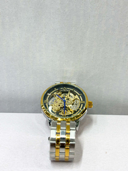 Men's Skeleton Automatic Watch | Gold & Silver Dial | Luxury Mechanical Design by Fitron