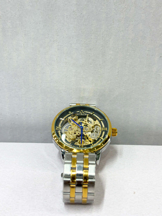 Men's Skeleton Automatic Watch | Gold & Silver Dial | Luxury Mechanical Design by Fitron