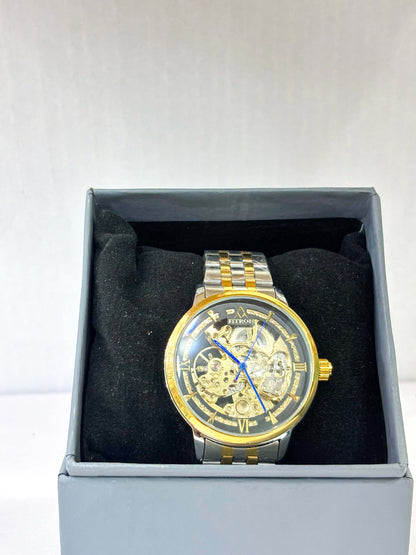 Men's Skeleton Automatic Watch | Gold & Silver Dial | Luxury Mechanical Design by Fitron