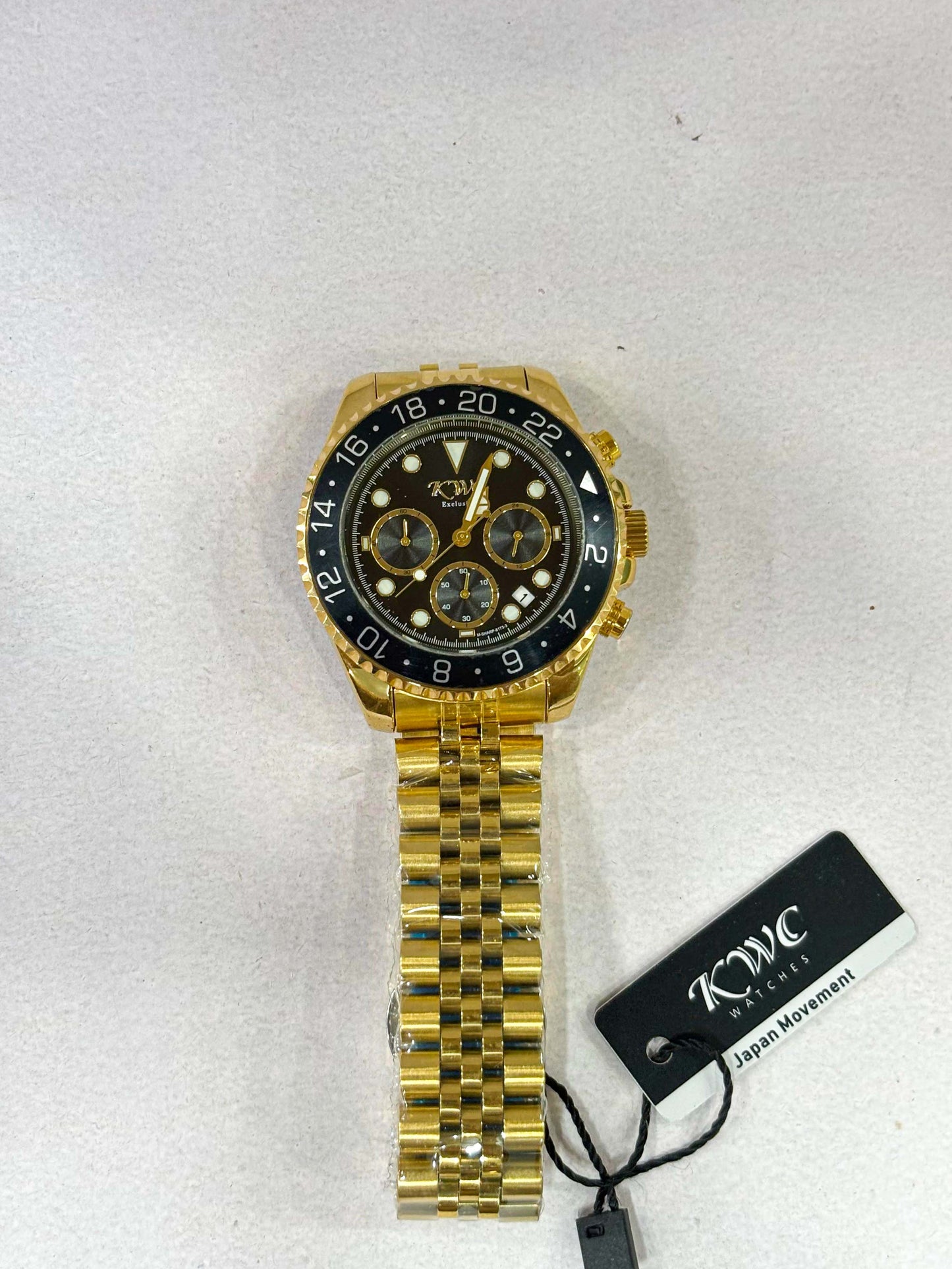 KWC Luxury Gold Chronograph Watch – Premium Stainless Steel, Black Dial, Men’s Timepiece