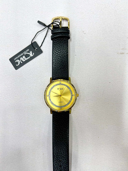 KWC Elegant Slim Silver Dial Watch with Black Leather Strap – Minimalist Quartz Timepiece