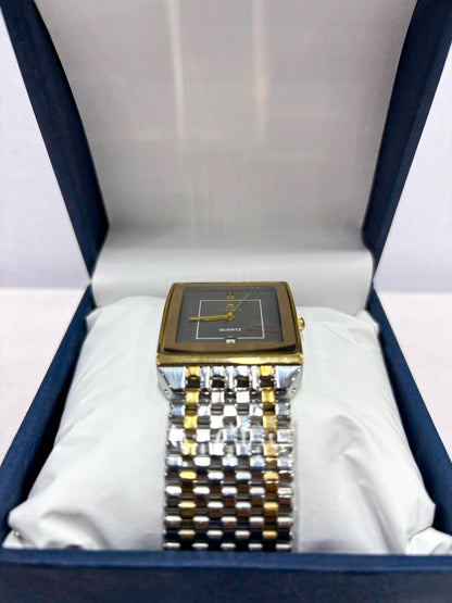 Men’s Two-Tone Rectangular Quartz Watch – Premium Business Wristwatch