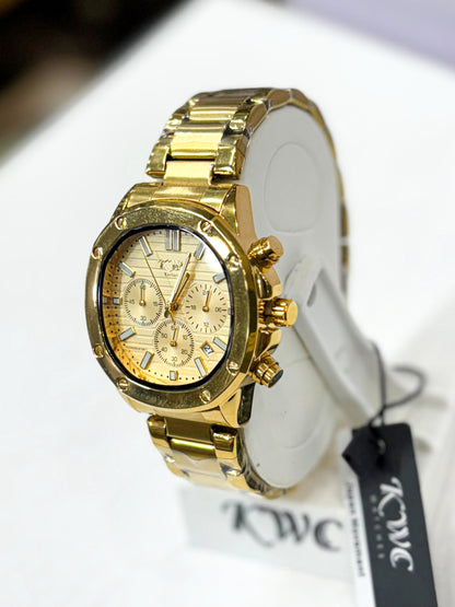 Luxury Golden Chronograph Men’s Watch – Stainless Steel, Multifunction, Premium Design