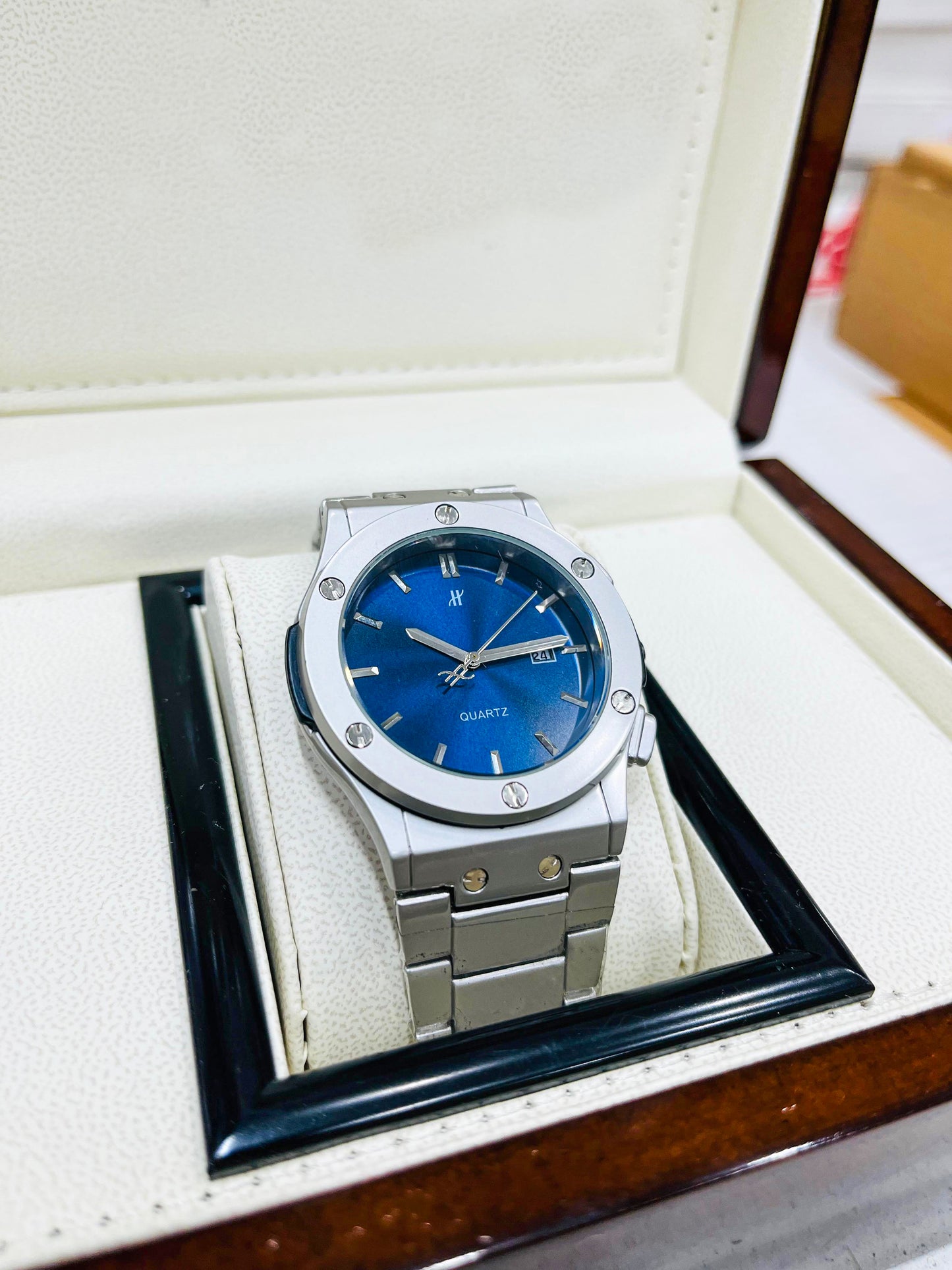 Imperial Swiss Quartz Blue Dial Stainless Steel Men’s Luxury Watch
